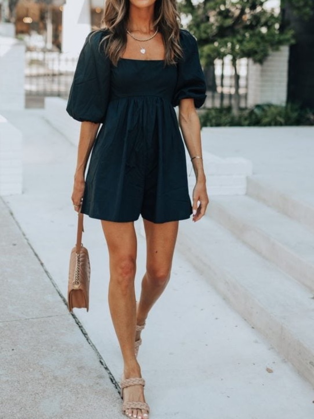 Abercrombie Black Puff Sleeve Romper